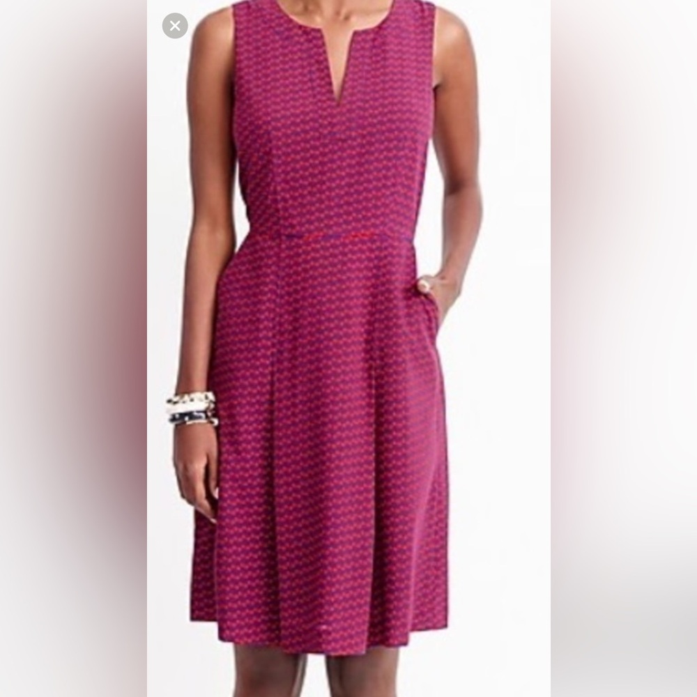 J. Crew size 4 Sleeveless Dress in Burgundy and Blue; cherries